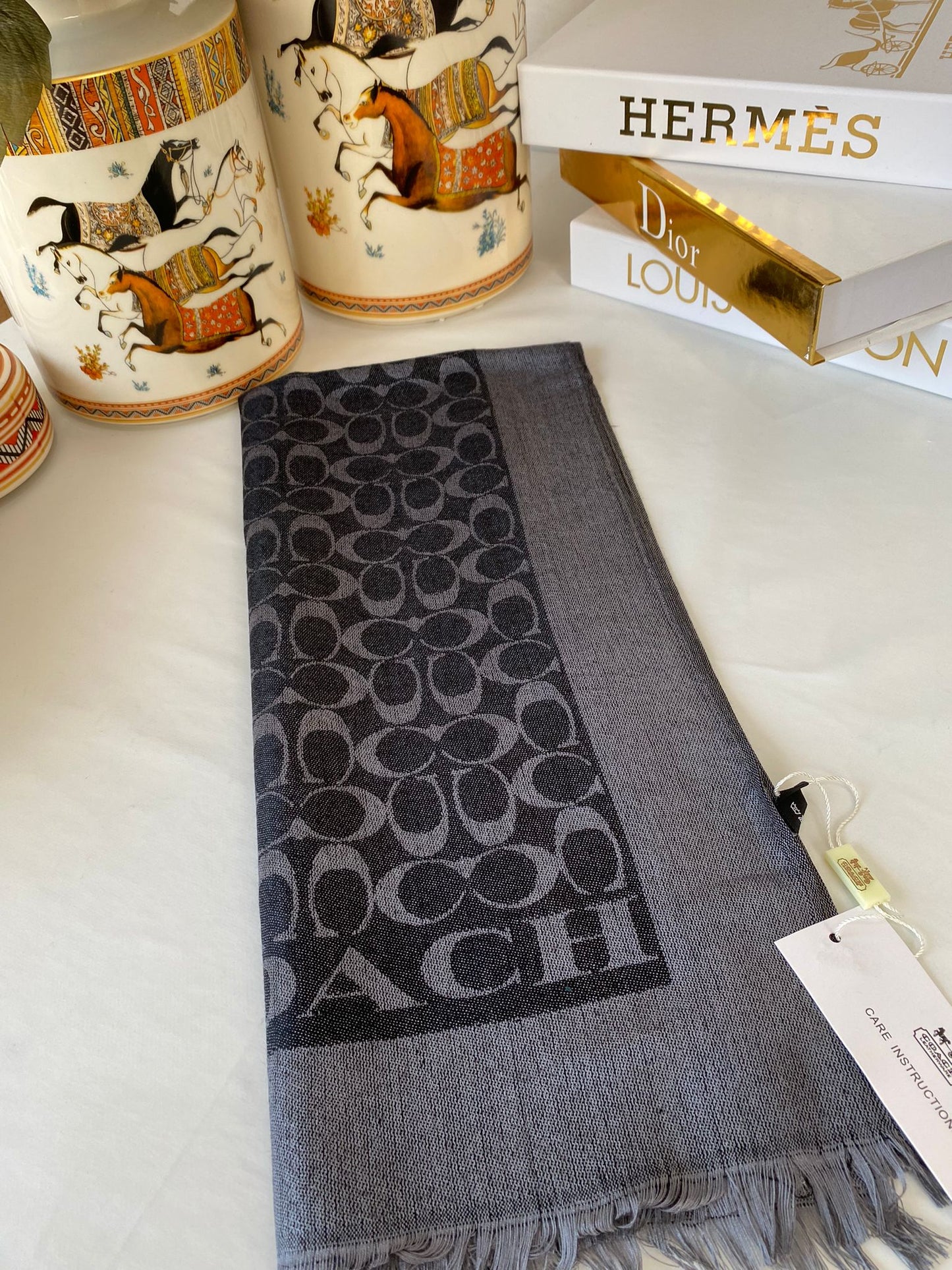 İthal Coach Pamuk Yün Şal 544381 - Antrasit