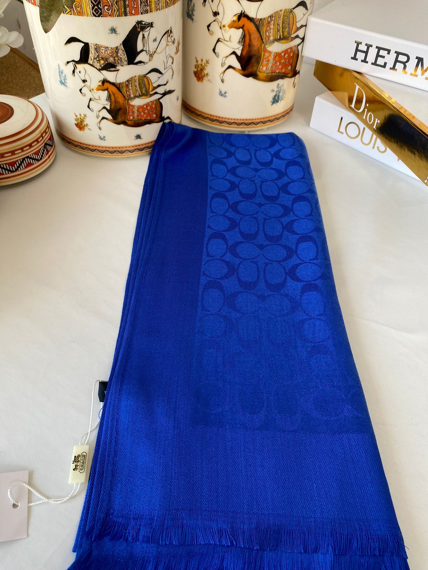 İthal Coach Pamuk Yün Şal 544381 - Saks