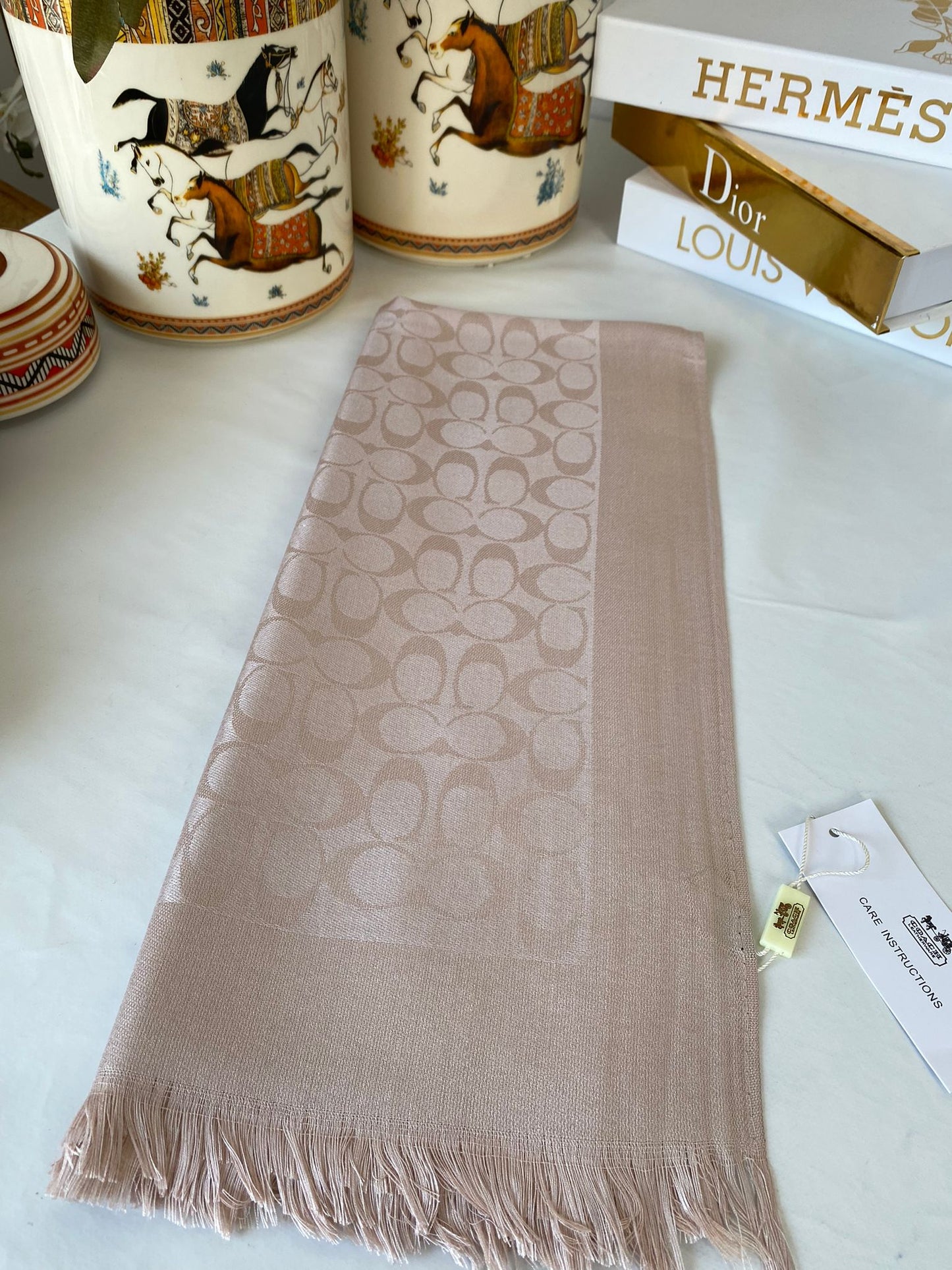 İthal Coach Pamuk Yün Şal 544381 - Bej