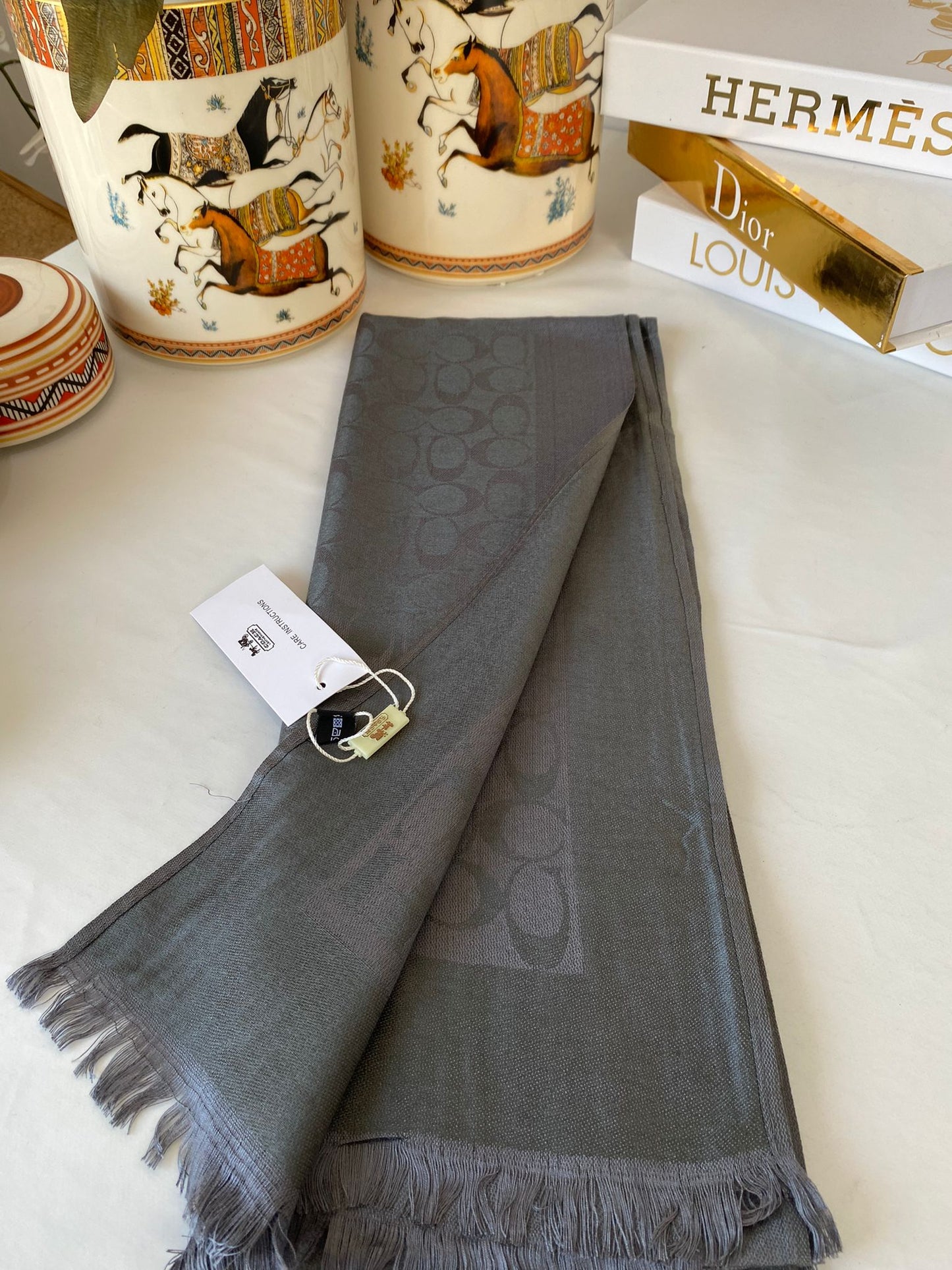 İthal Coach Pamuk Yün Şal 544381 - Füme