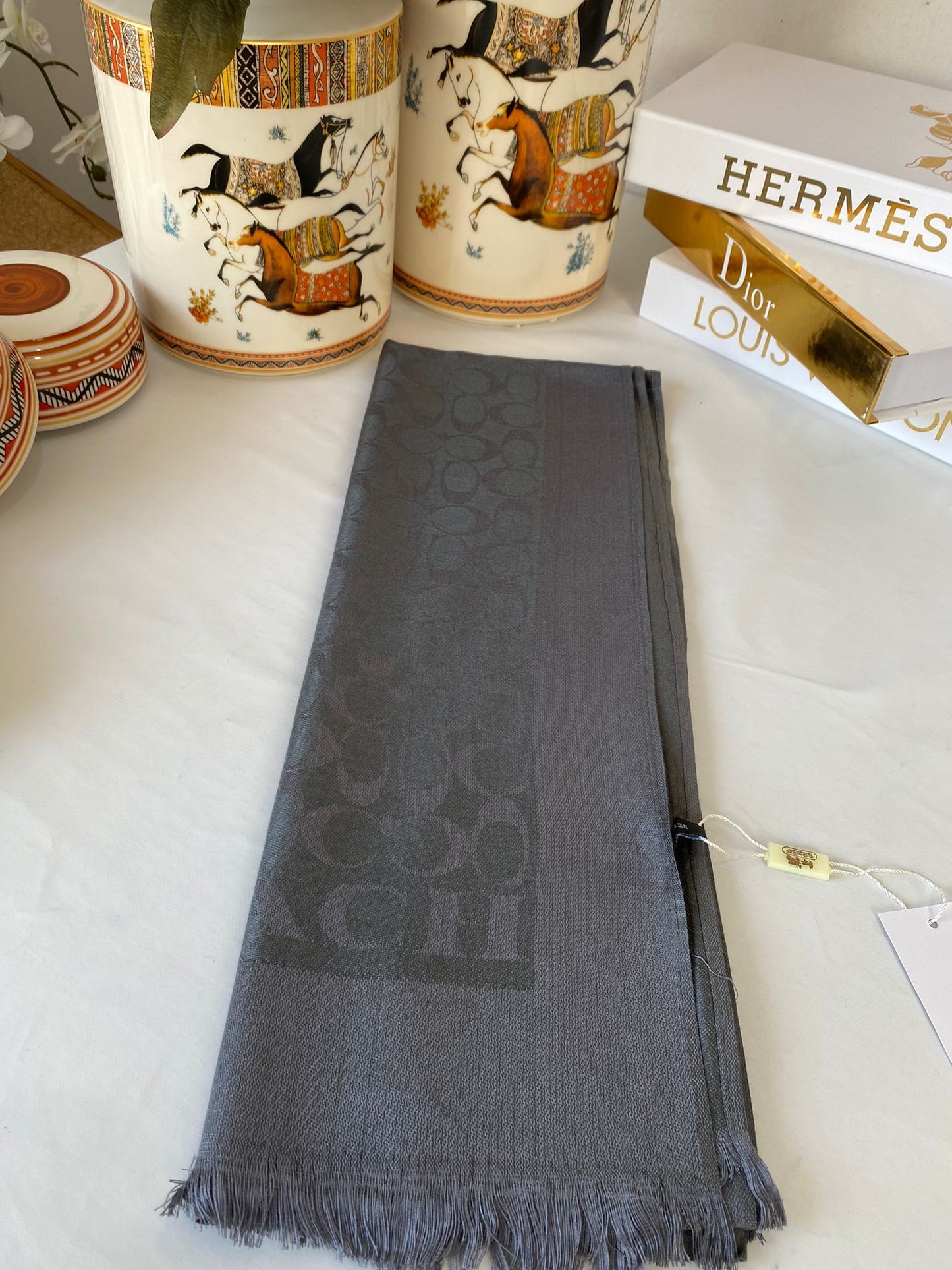 İthal Coach Pamuk Yün Şal 544381 - Füme