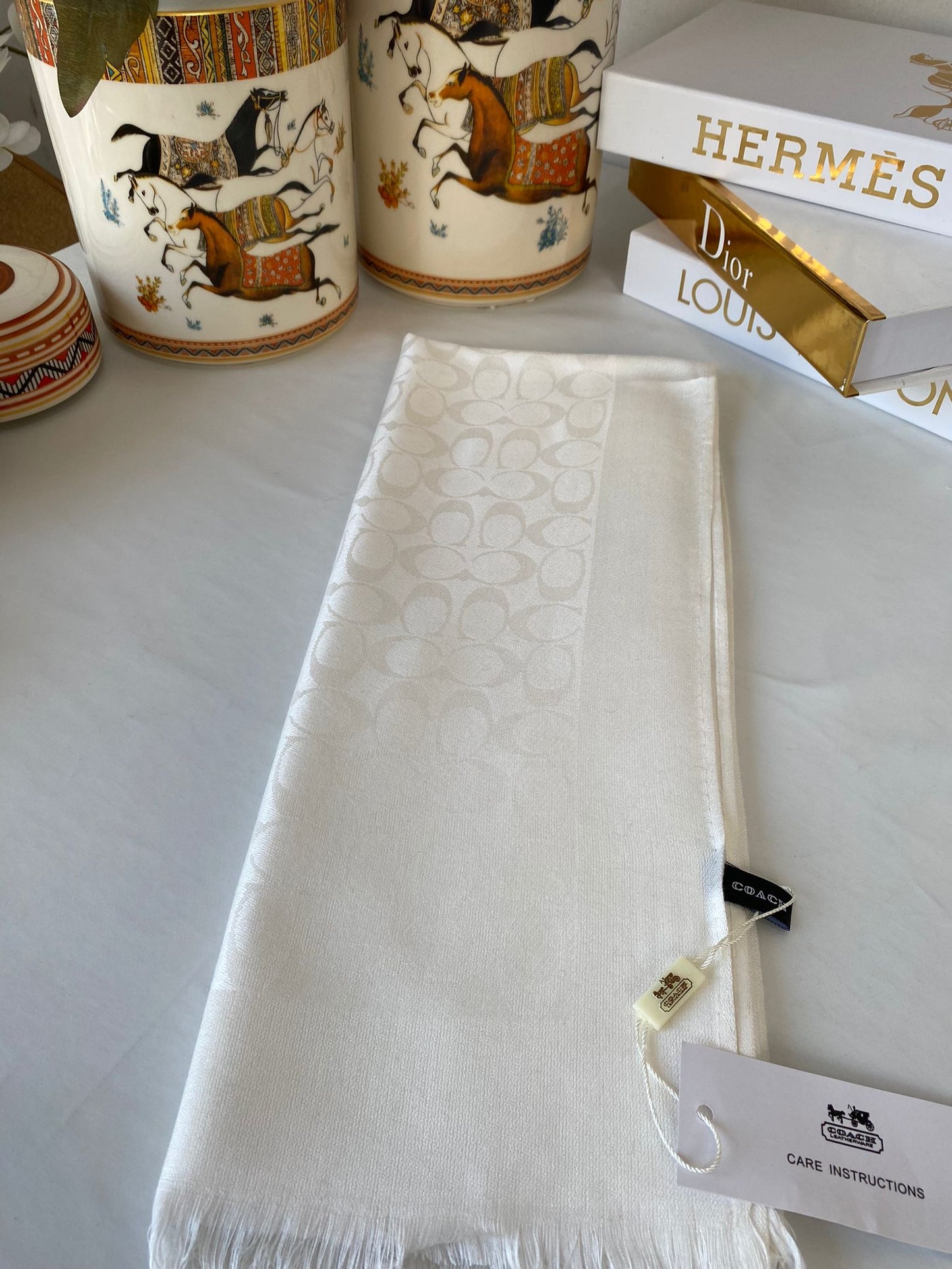 İthal Coach Pamuk Yün Şal 544381 - Ekru