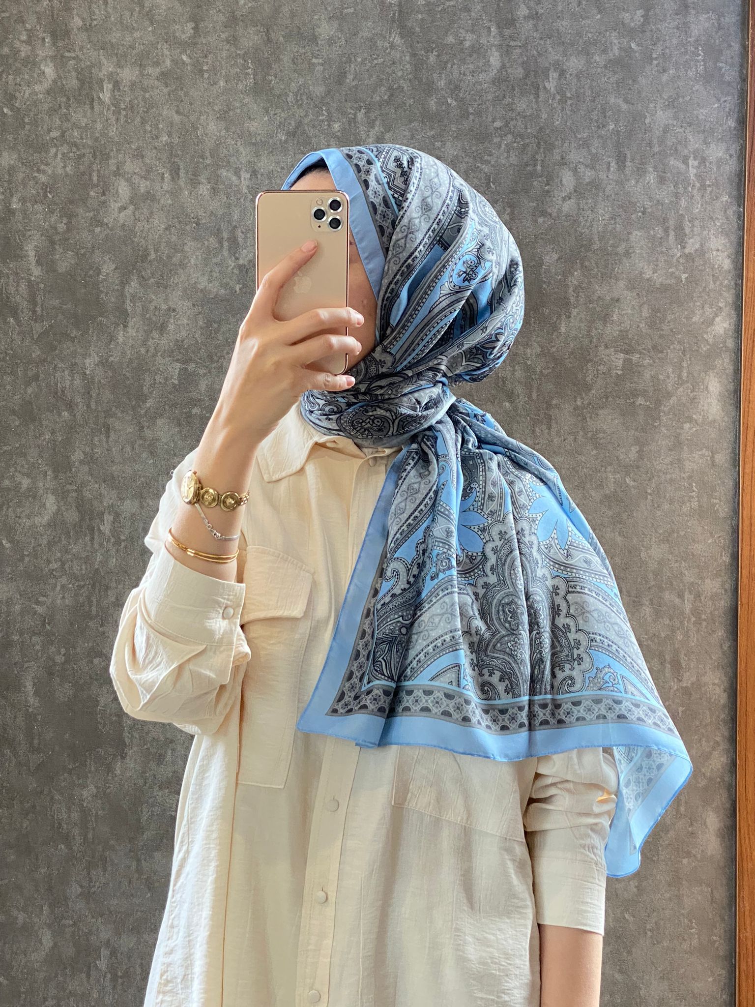 Etro Pamuk İpek Şal -987654 BEBEK MAVİSİ – Oxygen Scarfs